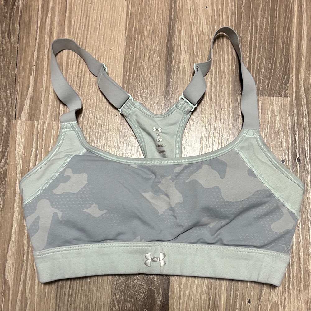 Under Armour Light Gray Camo Racerback Sports Bra